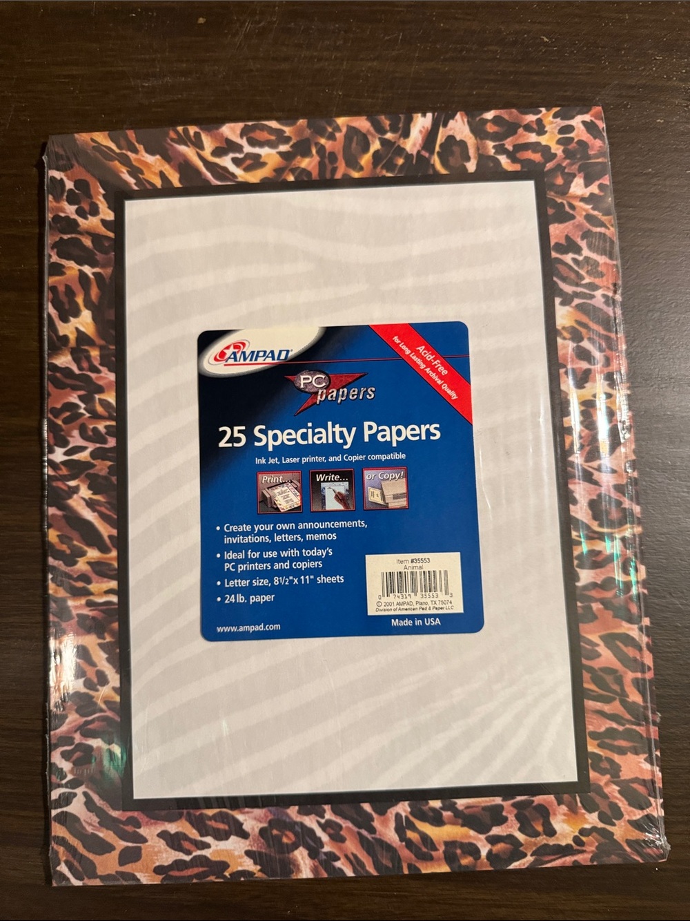 Leopard Print Border Specialty Paper - Brown Leopard - 25 Sheets